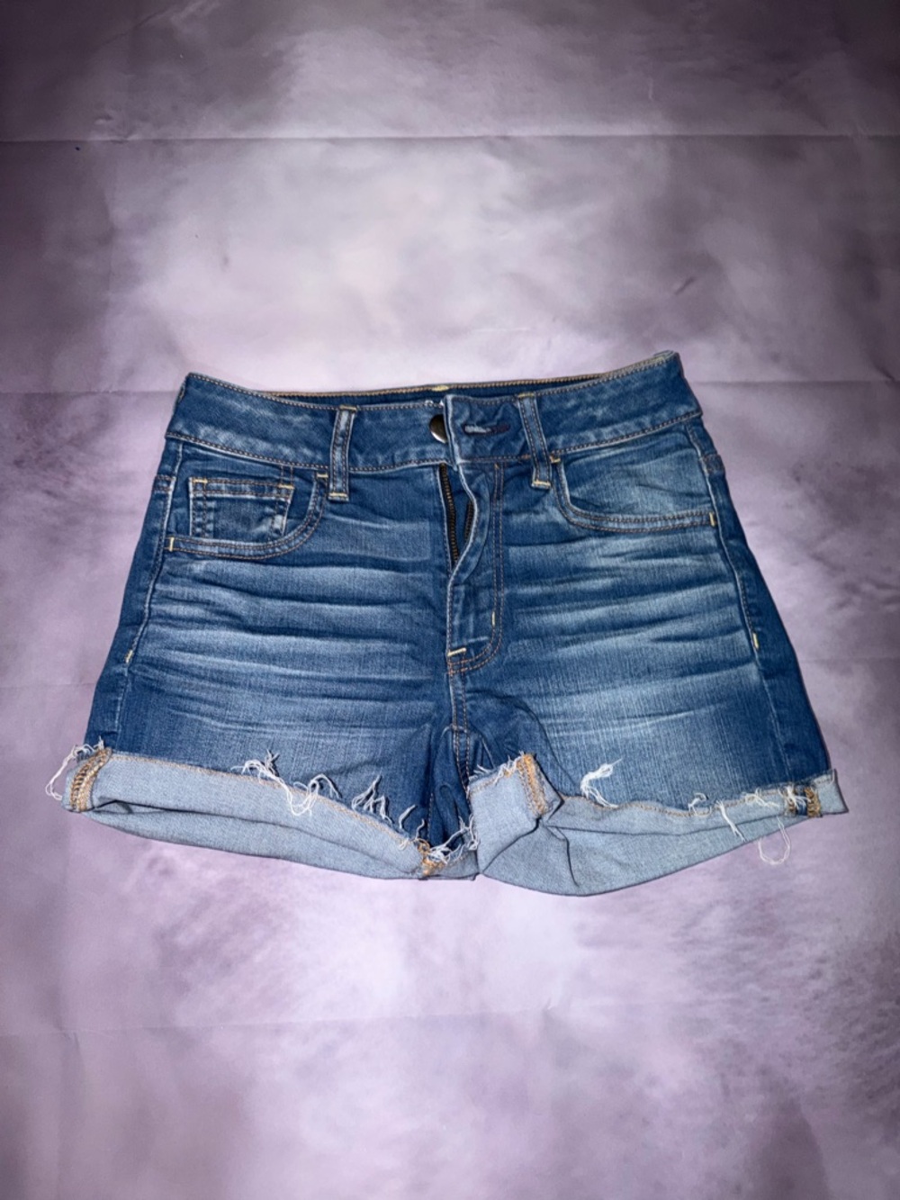 American Eagle Outfitters Women's Blue Rolled Hem Denim Shorts